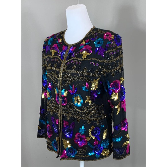 Y2K Sequin Top Evening Cocktail Holiday Party Christmas New Years Winter Wedding - Picture 8 of 12